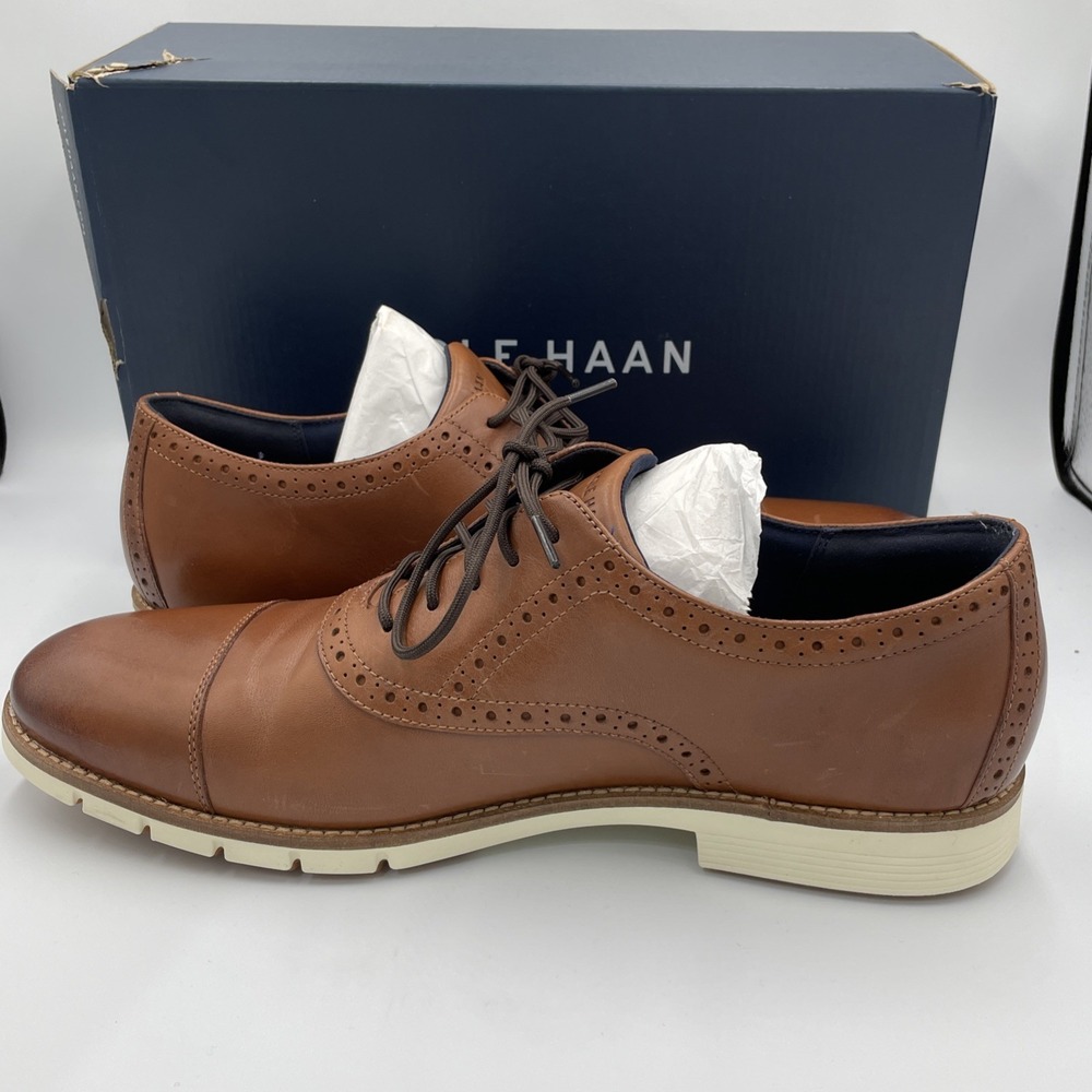 Cole Haan FlexGrand + Cap Toe Oxford Men's Sz 9 British Tan Leather NIB C40341 - Picture 6 of 7